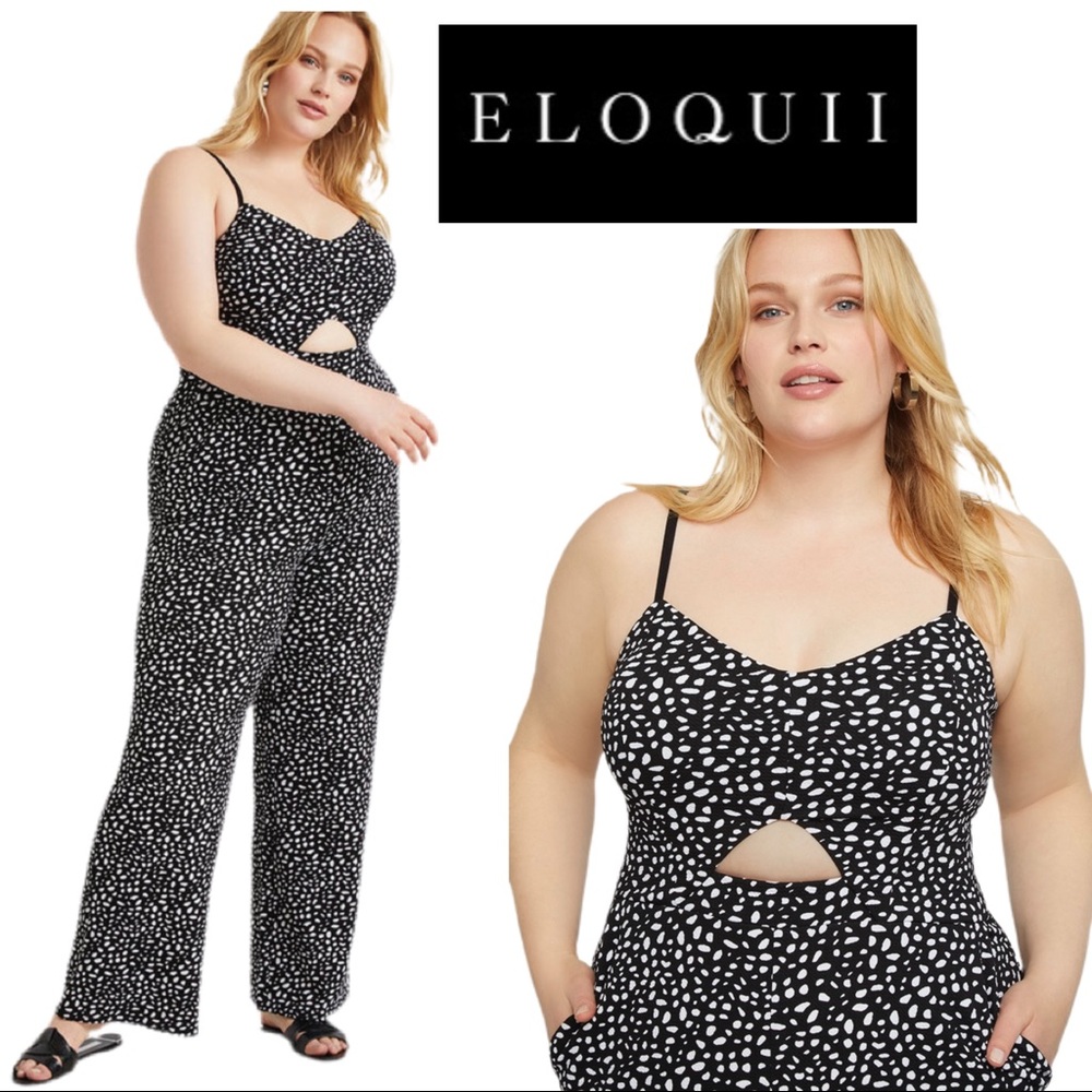 NWOT Eloquii Black White Jumpsuit with Cutout